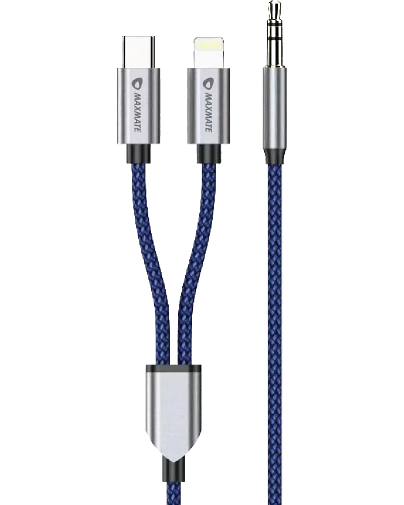 MA15 3.5mm AUX to Lightning + Type-C Charging/Audio Cable