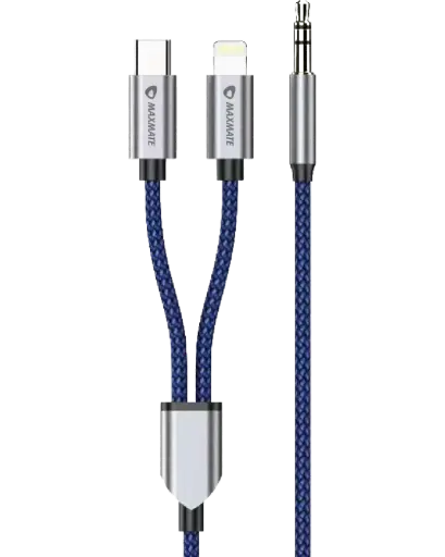 MA15 3.5mm AUX to Lightning + Type-C Charging/Audio Cable